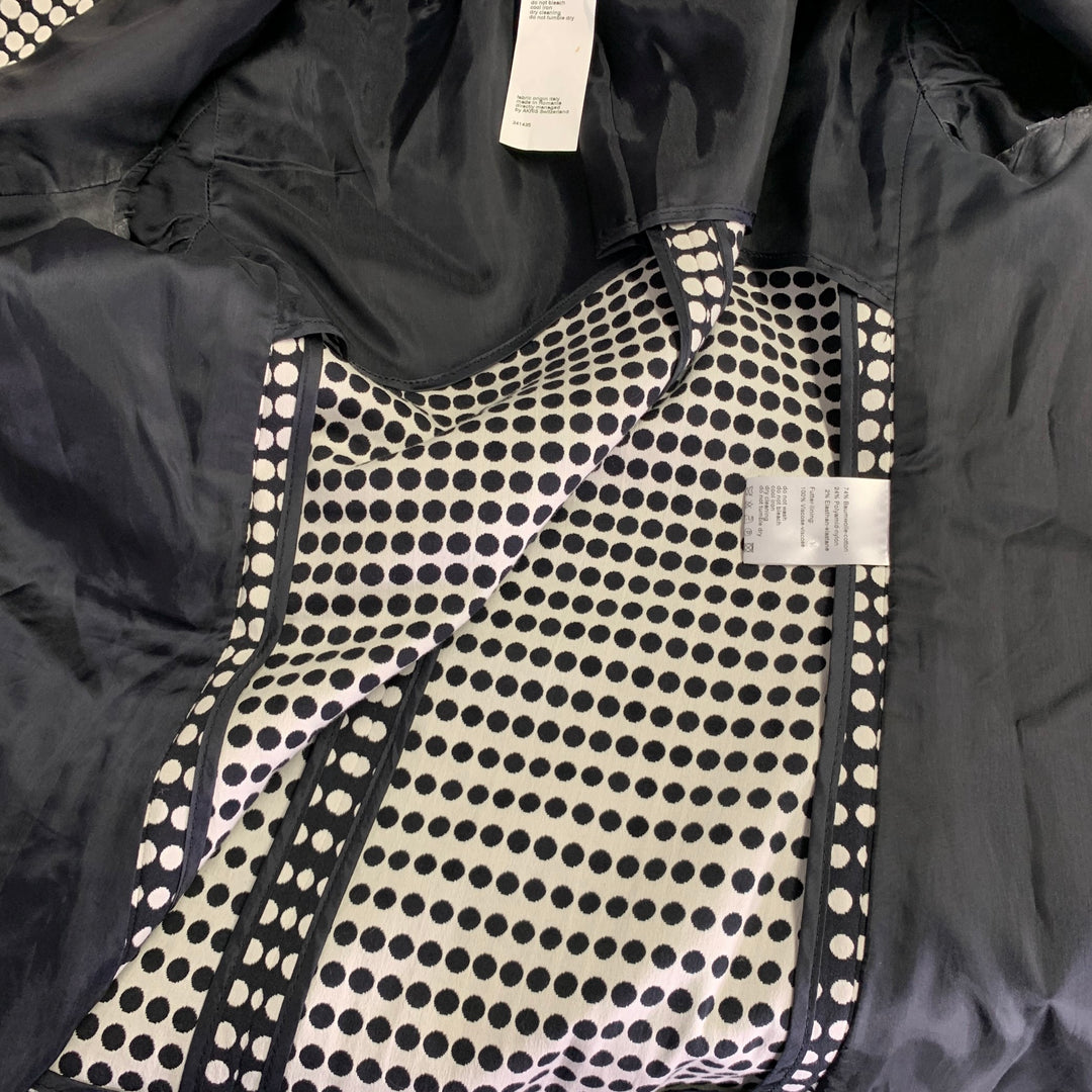 AKRIS Size 4 Black White Cotton Blend Polka Dot Notch Lapel Jacket Dress Set
