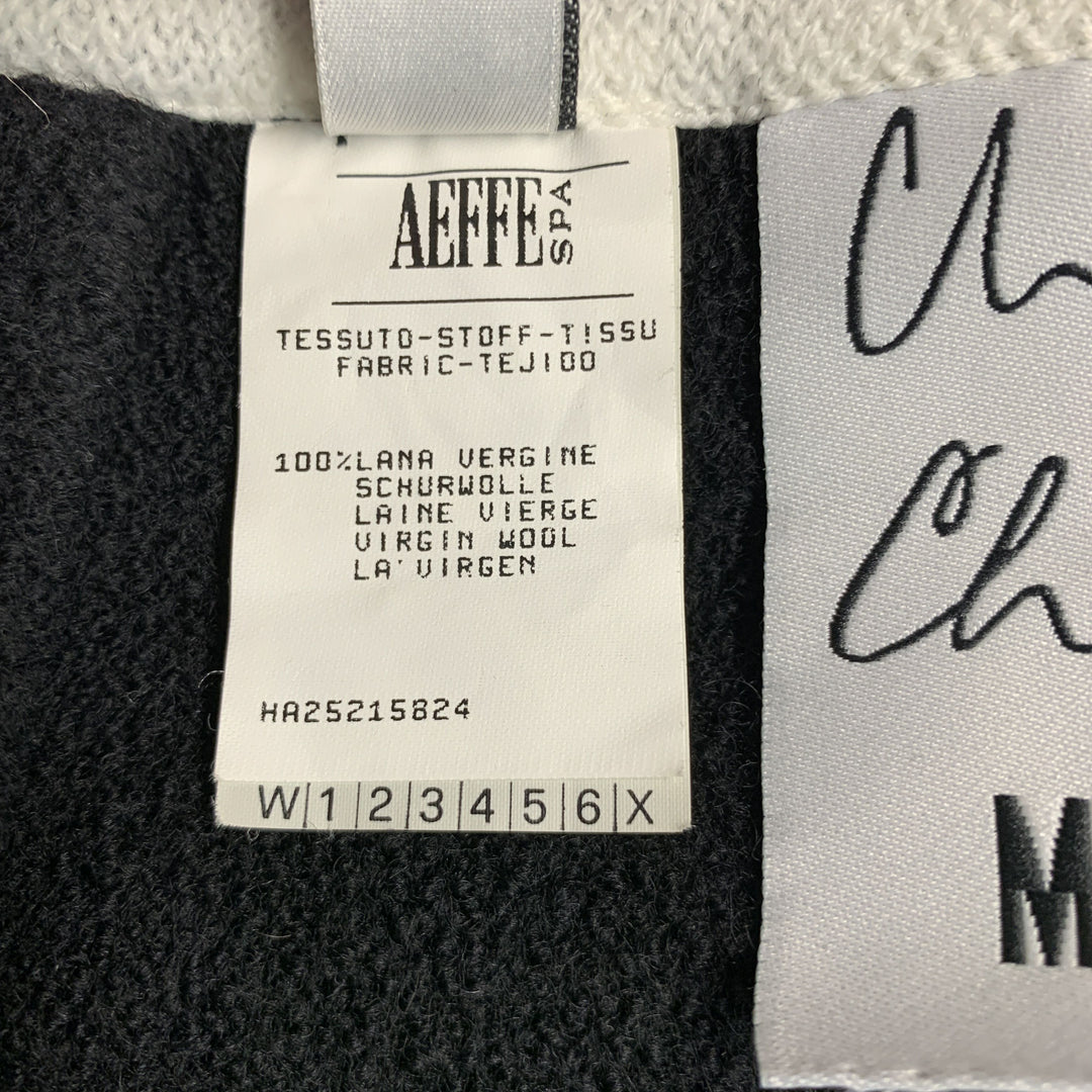 MOSCHINO Size 8 Black White Virgin Wool Contrast trim Single breasted Skirt Suit