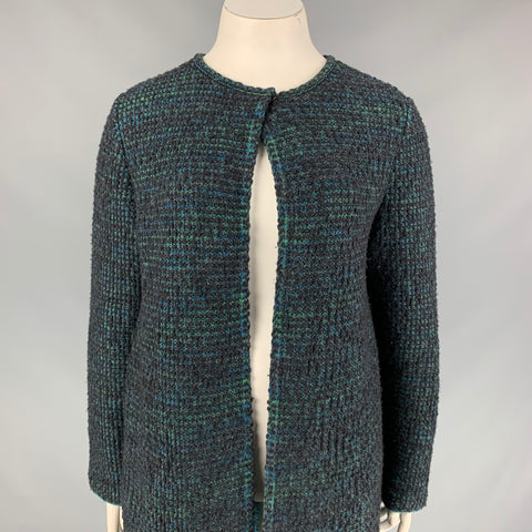 M MISSONI Size 10 Charcoal Green Knit Wool Blend Coat