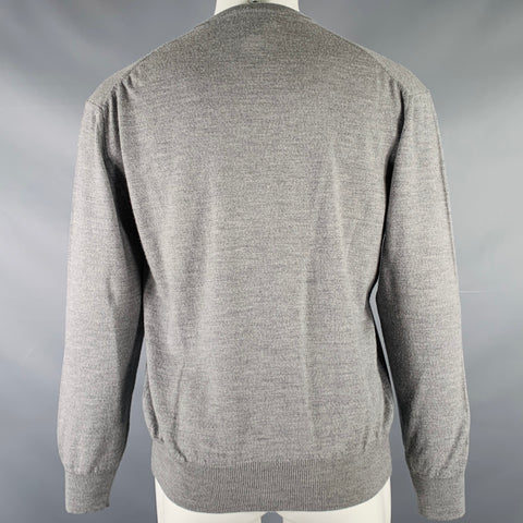 GIORGIOLINI Size M Grey Merino Wool V-Neck Pullover