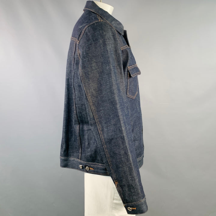 A.P.C. Size XL Blue Twill Cotton Denim Button Up Jacket