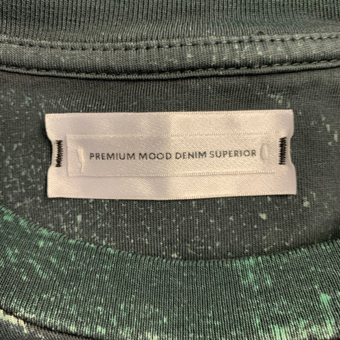 PREMIUM MOOD DENIM Size S Green Forest Green Dyed Cotton Crew-Neck T-shirt