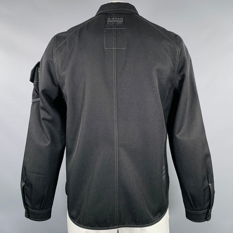 G-STAR Size L Black Twill Virgin Wool Polyester Trucker Jacket