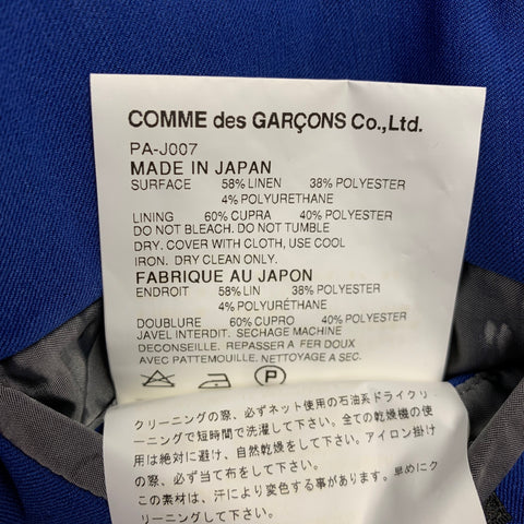 COMME des GARCONS HOMME PLUS Size M Blue Linen Blend Notch Lapel Suit