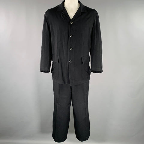 Y's by YOHJI YAMAMOTO Size L Black Rayon Single Breasted Suit