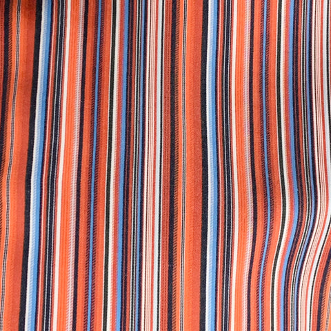 THOMAS DEAN Size XL Orange Blue Stripe Cotton Long Sleeve Shirt