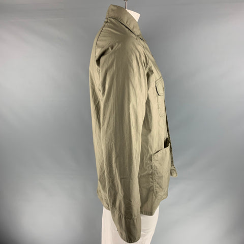 MONITALY Size 42 Olive Solid Cotton Lightweight Jacket