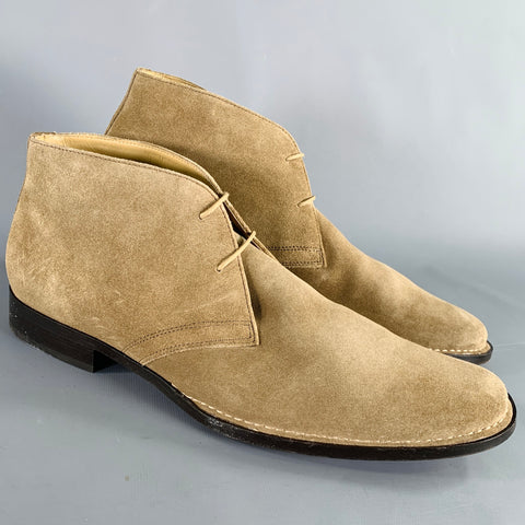 BANANA REPUBLIC Size 9.5 Taupe Suede Lace-Up Boots