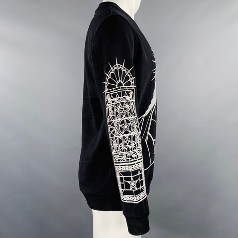 GIVENCHY Size XS Jesus Illusion Black White Graphic Cotton Long Sleeve Sweatshirt
