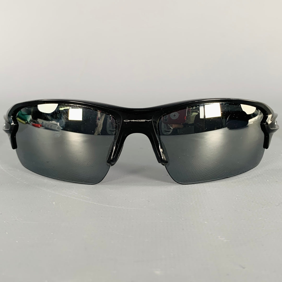 OAKLEY Flak Black Acetate Wrap Around Sunglasses