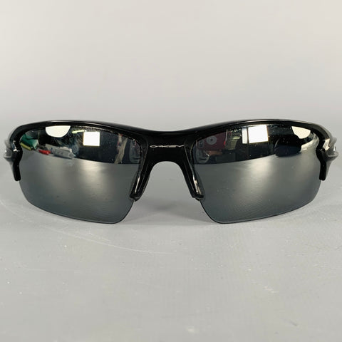 OAKLEY Flak Black Acetate Wrap Around Sunglasses