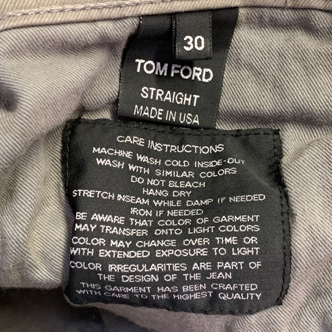 TOM FORD Size 30 Grey Slate Cotton Blend Twill Slim Straight Button Fly Jeans