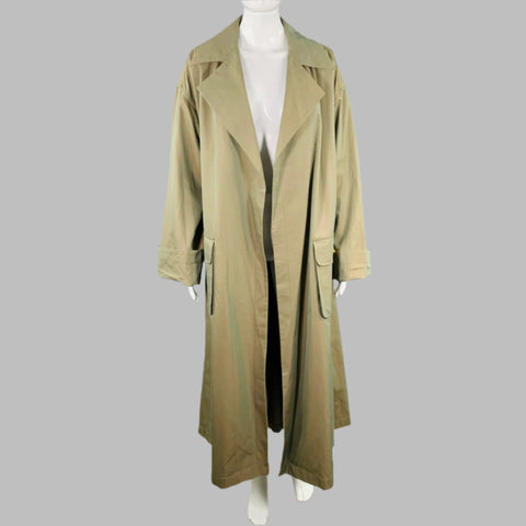 CHANEL Size 6 Green Chartreuse Cotton Iridescent Open Front Coat