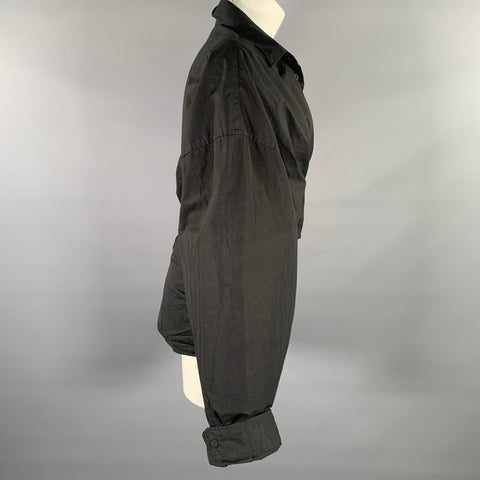 BALENCIAGA Size M Black Cotton Wrap Shirt