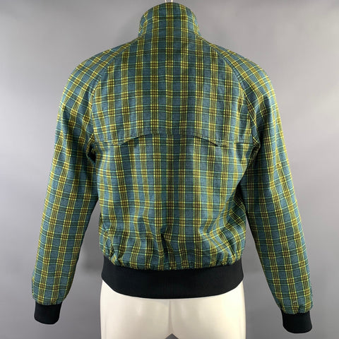 PRADA Size 36 Blue Green SGN671 Plaid Cotton Zip Up Jacket