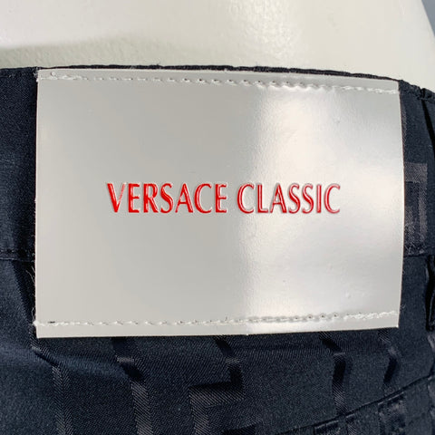 VERSACE CLASSIC Size 38 Black Jacquard Cotton Blend Jean Cut Casual Pants