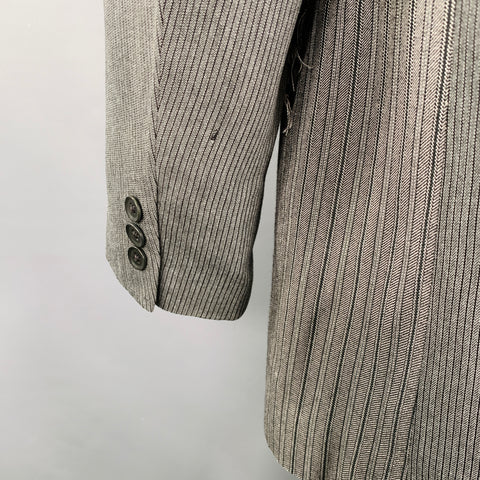 YOHJI YAMAMOTO Size L Grey Black Stripe Silk Blend Jacket