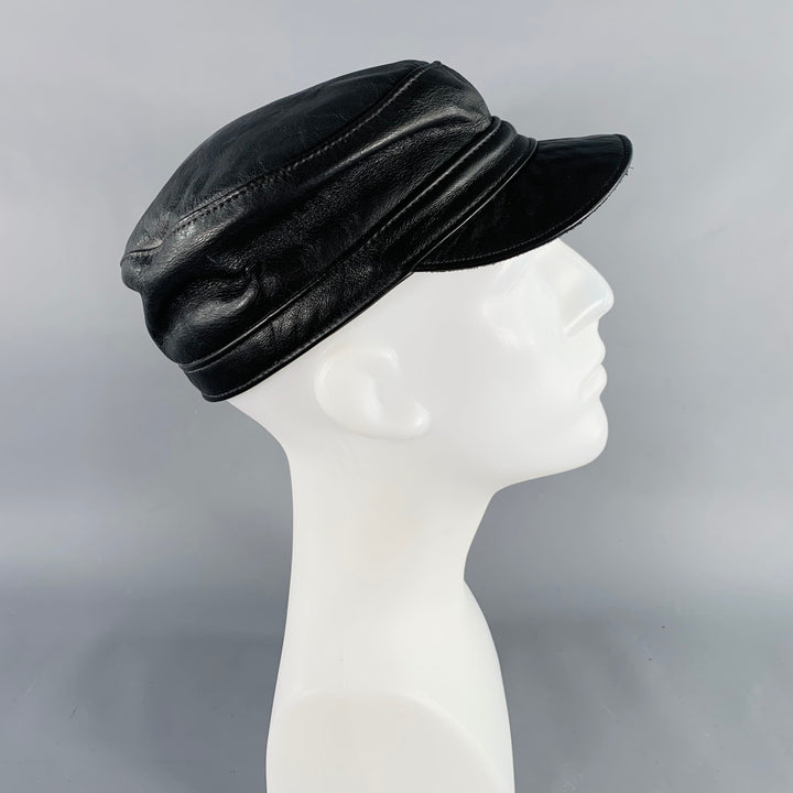 MR. S LEATHER Size M Black Leather Miner Cap Hat