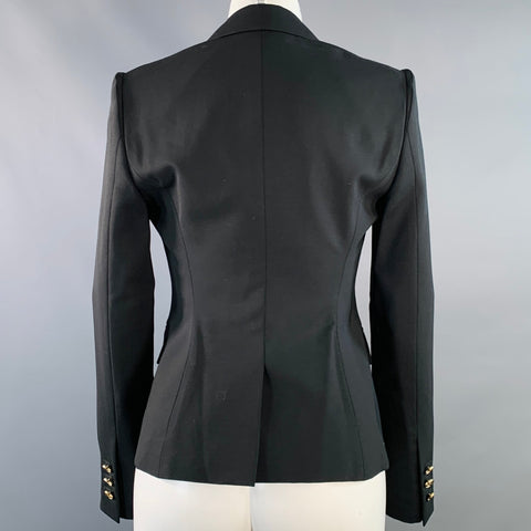 GUCCI Size 2 Black Wool Blend Peak Lapel Jacket Blazer