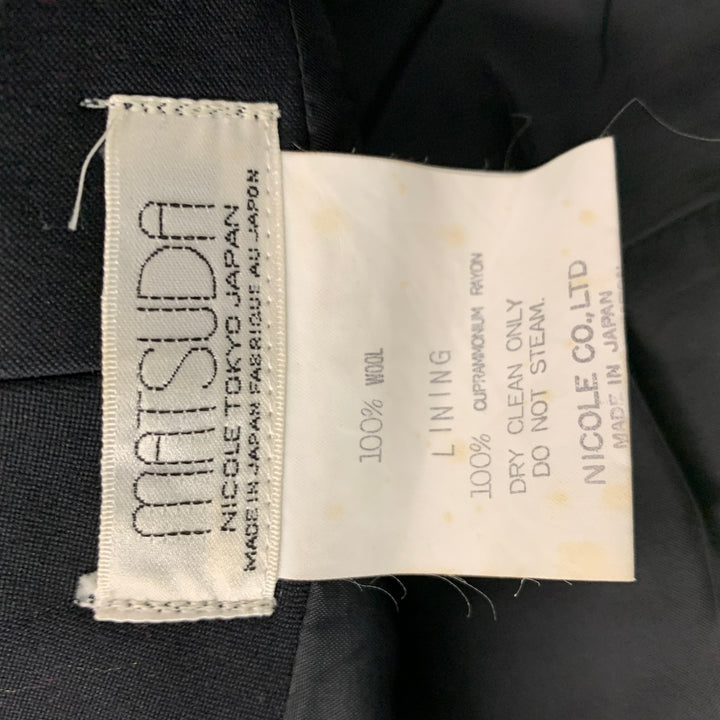 MATSUDA Size S Black Solid Wool Shawl Collar 30 29 Suit