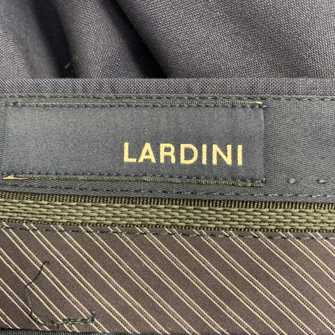 LARDINI Size 38 Navy Black Wool Double Breasted Tuxedo