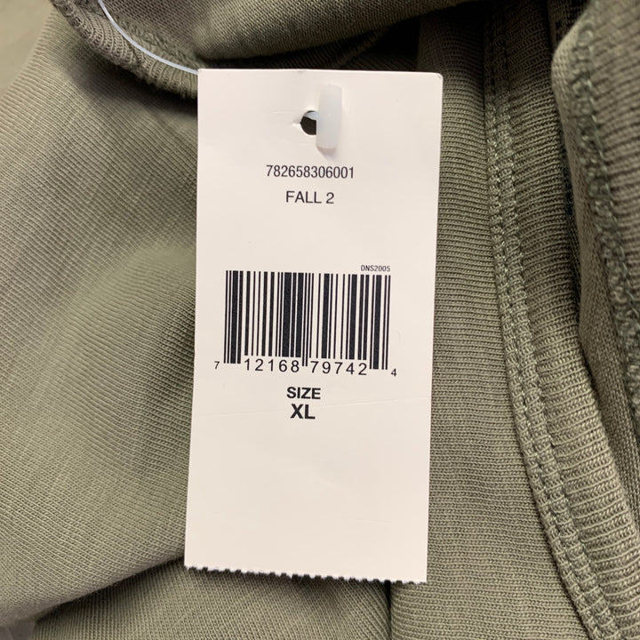RRL by RALPH LAUREN Size XL Olive Green Logo Print Cotton Crew Neck T-shirt