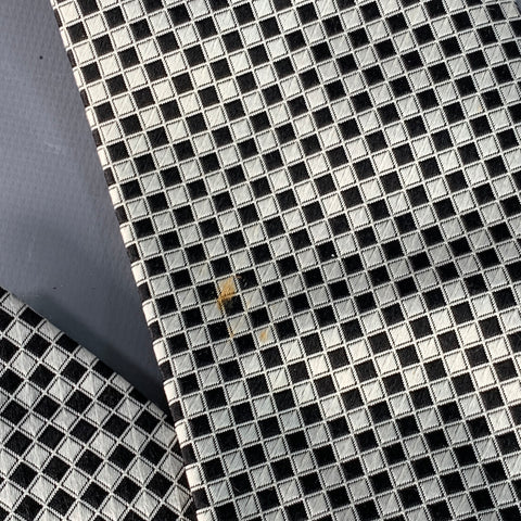 XMI Black Silver Checkered Silk Tie