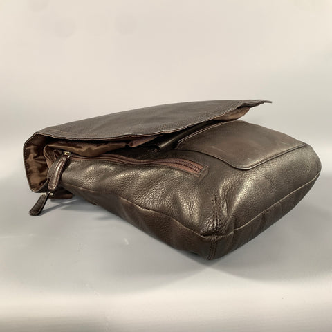 FREE PEOPLE Brown Crackled Leather Shoulder Bag