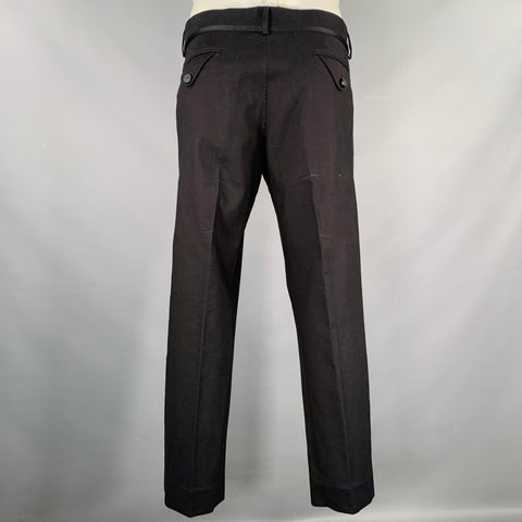 JUST CAVALLI Size 46 Black Cotton Blend Single Breasted Tuxedo