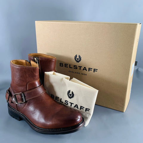 BELSTAFF Size 8 Trialmaster Brown Leather Side Zipper Boots