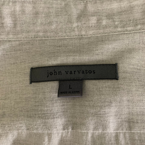 JOHN VARVATOS Size L Grey Heather Cotton Button Up Long Sleeve Shirt