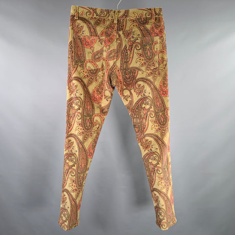 NEEDLES Size M Brown Burgundy Green Paisley 5 Pocket Casual Pants
