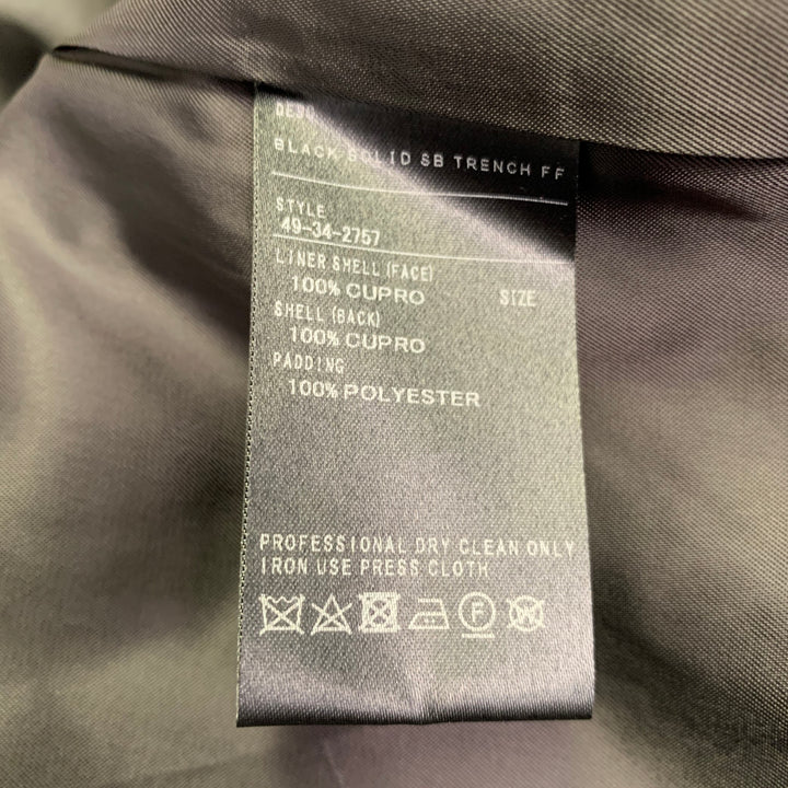 BARNEYS NEW YORK Size 46 Black Cotton Hidden Buttons Trench Coat