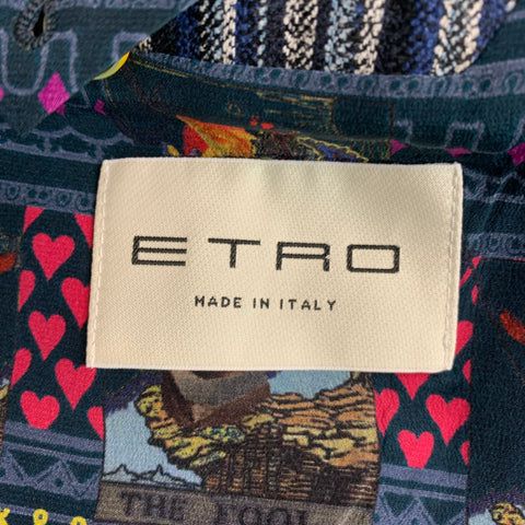 ETRO Size 42 Navy Black White Stripe Wool Blend Notch Lapel Sport Coat