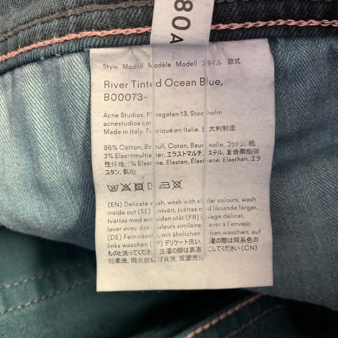 ACNE STUDIOS Size 32 Blue Indigo Twill Cotton Blend Five Pockets Jeans