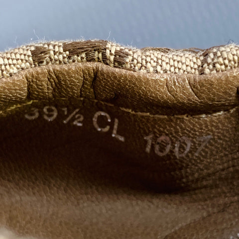CHRISTIAN DIOR Size 9.5 Tan Brown Canvas Oblique Monogram Slip On Bow Flats