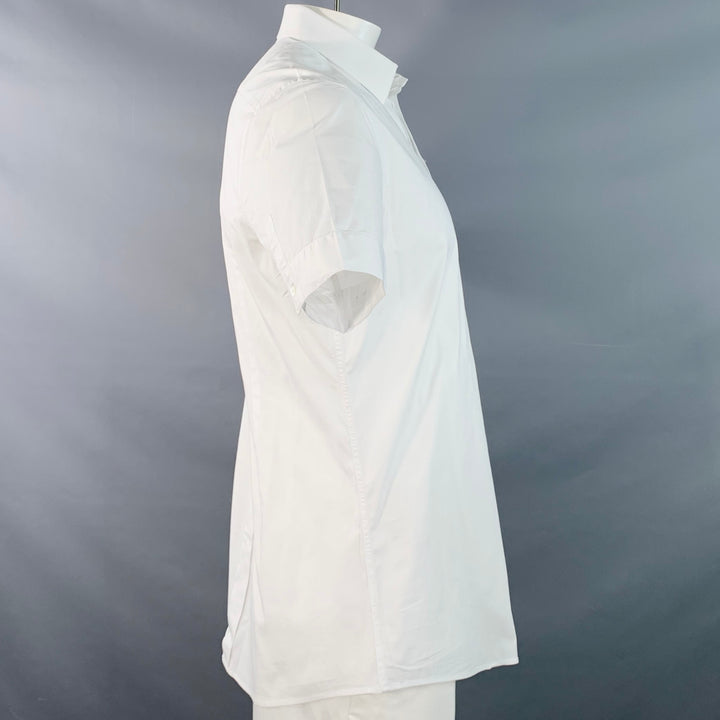 DOLCE & GABBANA Size L White Cotton Blend Button Up Short Sleeve Shirt