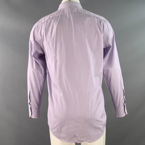 RALPH LAUREN Size M Purple White Stripe Cotton Curved Cutaway Long Sleeve Shirt