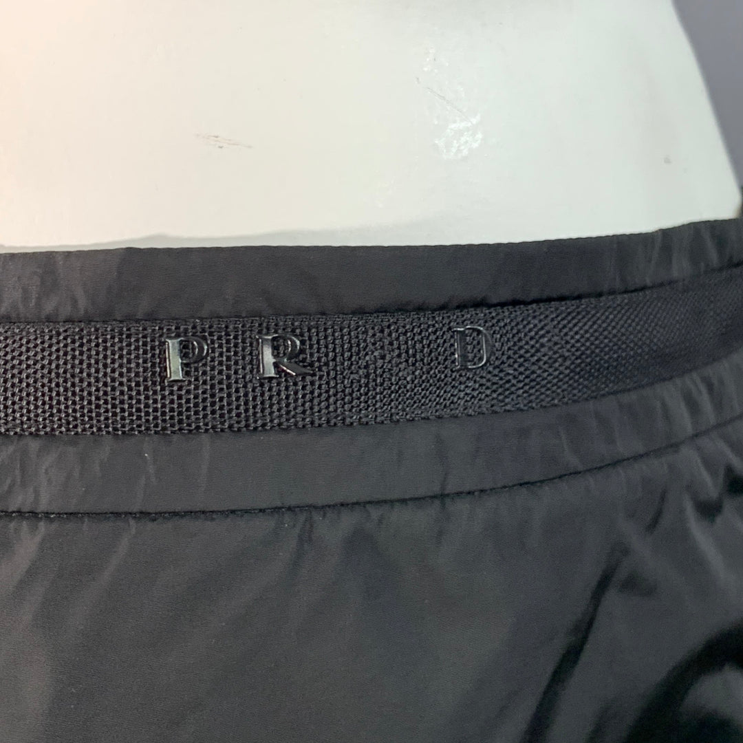 PRADA Size 34 Black Nylon Mesh Lined Zip Fly Swim Trunks