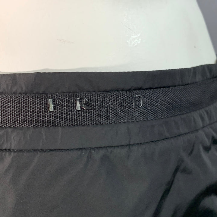 PRADA Size 34 Black Nylon Mesh Lined Zip Fly Swim Trunks