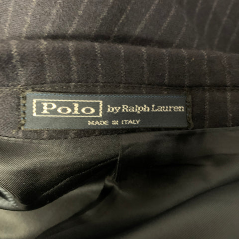 POLO Chest Size 44 Navy Light Grey Pinstripe Wool Notch Lapel 38 30 Suit