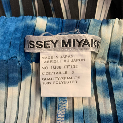 ISSEY MIYAKE Size L Black Blue Pleated Polyester Drop Crotch Wide Leg Casual Pants
