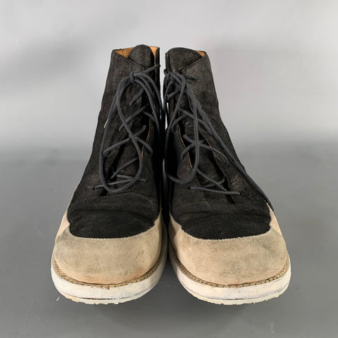 Bottes à lacets en suède noir et gris color block, taille 11, de MCDONALD