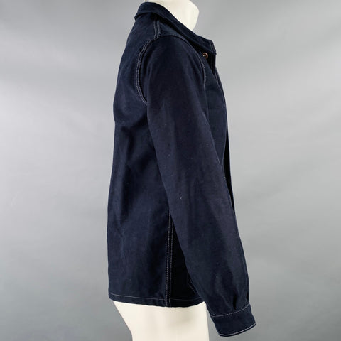 TELLASON Size S Grayford Moleskin Indigo Contrast Stitch Cotton Button Up Jacket