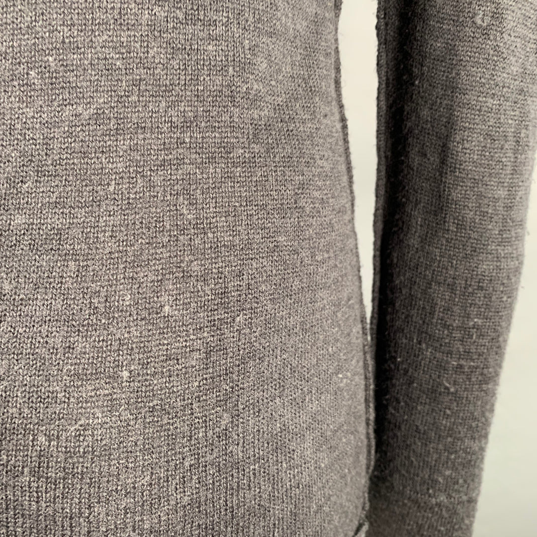 NICE COLLECTIVE Size S Grey Charcoal Knit Merino Wool V-Neck Sweater