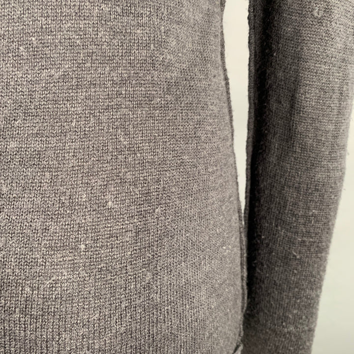 NICE COLLECTIVE Size S Grey Charcoal Knit Merino Wool V-Neck Sweater
