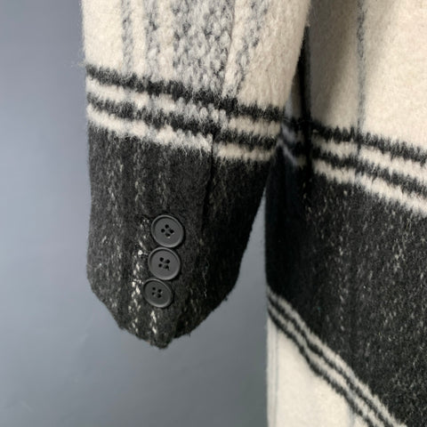 Manteau croisé ALLSAINTS taille 38 en mélange de laine carreaux noir blanc gris