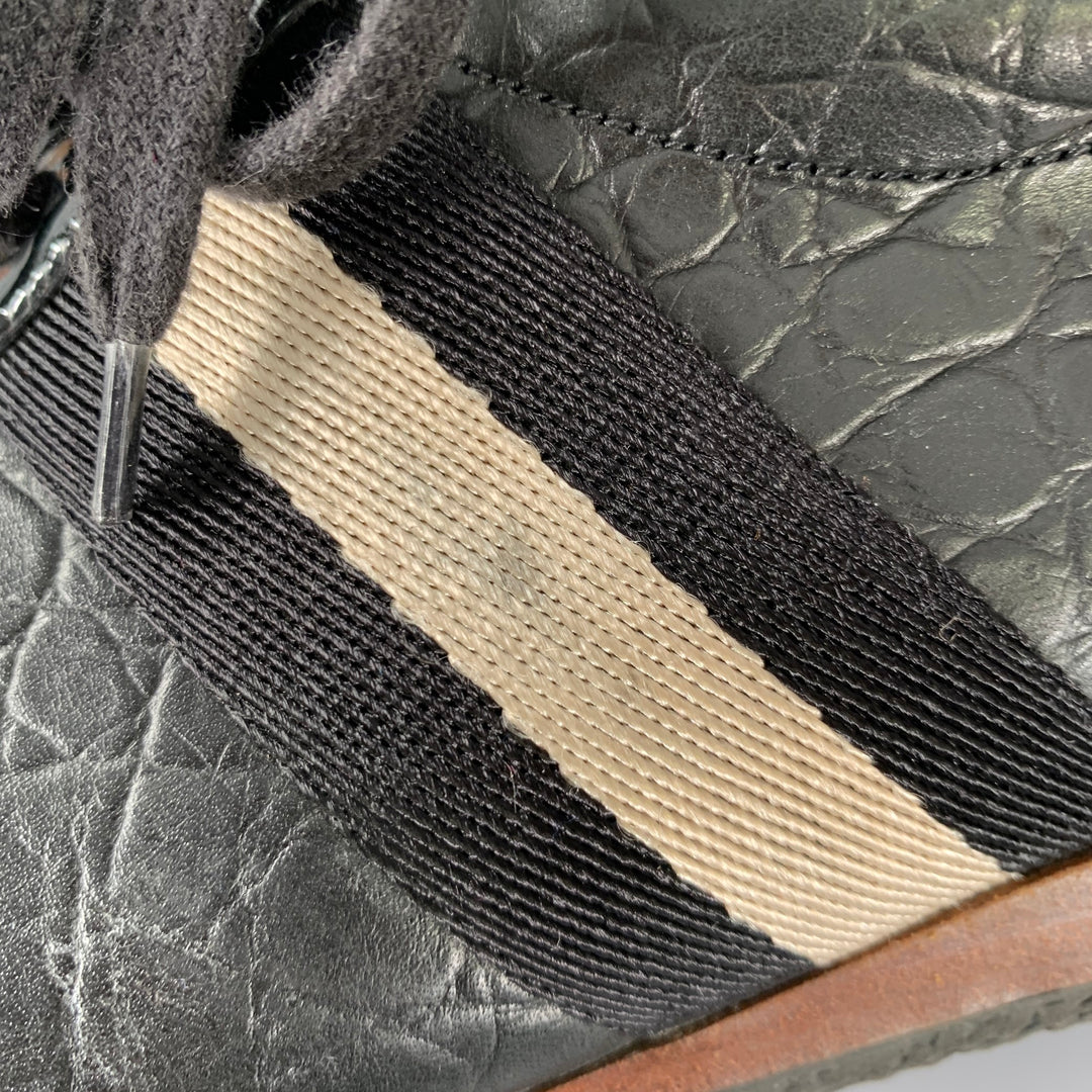 BALLY Size 7 -Frendy- Black White Ribbon Trim Leather High Top Sneakers
