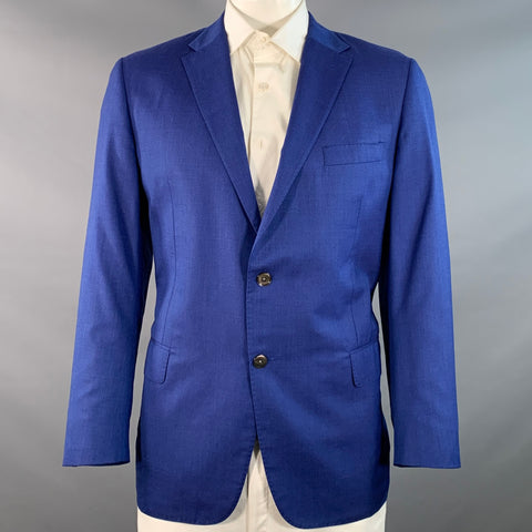 HICKEY FREEMAN Size 44 Regular Blue Wool Silk Notch Lapel Sport Coat