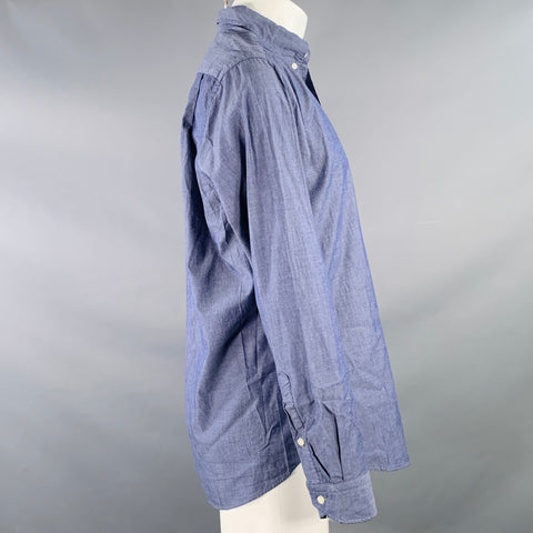 BARNEY'S NEW YORK Size M Blue Chambray Cotton Button Down Collar Long Sleeve Shirt